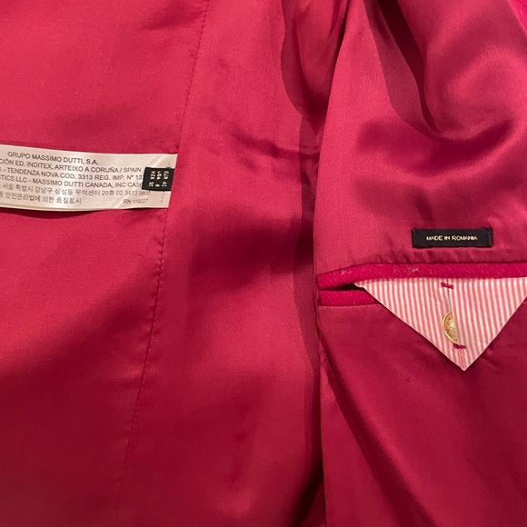 Massimo Dutti red crewneck wool coat in red - Picture 9 of 11